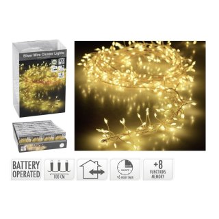 LED Lichterkette Cluster Draht batteriebetrieben außen 100 LED
