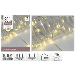 LED Lichterkette Soft-Wire batteriebetrieben 80 LED
