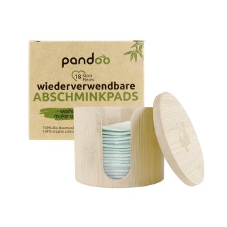 PANDOO Abschminkpad Bio-Baumwolle in Aufbewahrungsbox Ø8cm 18er Set