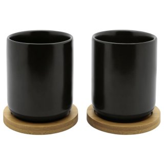 BREDEMEIJER Teebecher Umea mit Untersetzer 200ml 2er Set schwarz