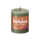 BOLSIUS Stumpenkerze Rustiko Shine 8x7cm olivegrün