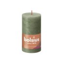 BOLSIUS Stumpenkerze Rustiko Shine 13x7cm olivegrün