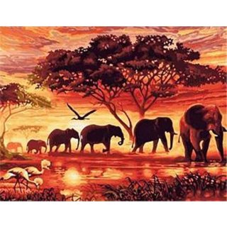 Elefanten in der Savanne (Design 25x35)  30x40 cm