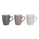 Kaffeebecher Herz Keramik sortiert 10cm 250ml