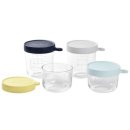 BEABA Portionsbehälter Glas (150ml gelb/150ml hellblau/250ml dunkelblau/250ml hellgrau) 4er Set