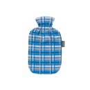 FASHY Wärmflasche Flauschbezug Karodesign 2l blau