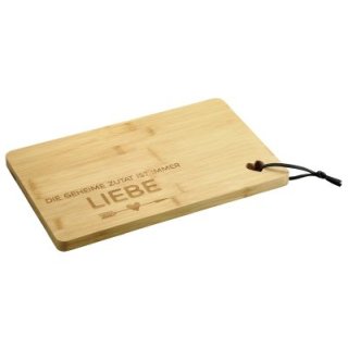 KESPER Servierbrett mit Spruch: die geheime Zutat ist immer Liebe Bambus FSC 31,5x20,5x1,5cm
