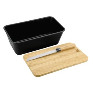 KESPER Brotbox mit Messer 34,8x20x15,5cm schwarz