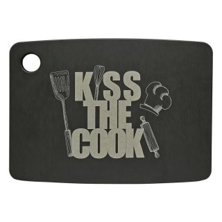 JADE Schneidebrett Kiss the cook 20,3x15x0,6cm schwarz
