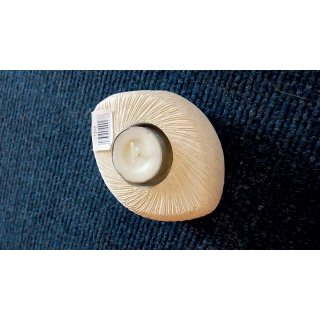 Teelicht-Keramik wei&szlig; gerillt 12&times;10&times;4 cm