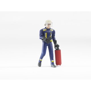 Feuerwehrmann mit Helm, Handschuhe und  Zubehör